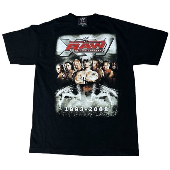 WWE Other - WWE Raw XV 15th Anniversary 1993-2008 Black T-Shirt Medium John Cena The Rock